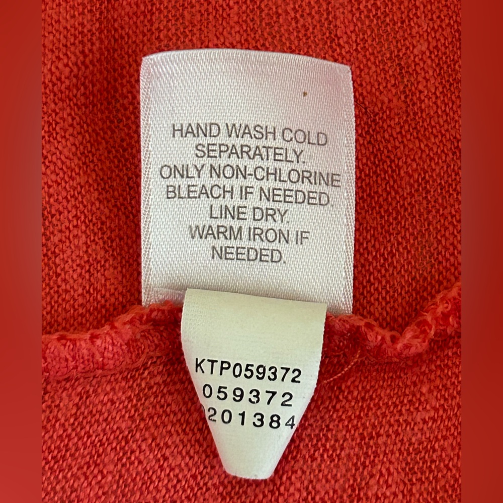 J Jill Love Linen Orange Coral Open Front Cardigan Women's Size Large Petite - Picture 8 of 8